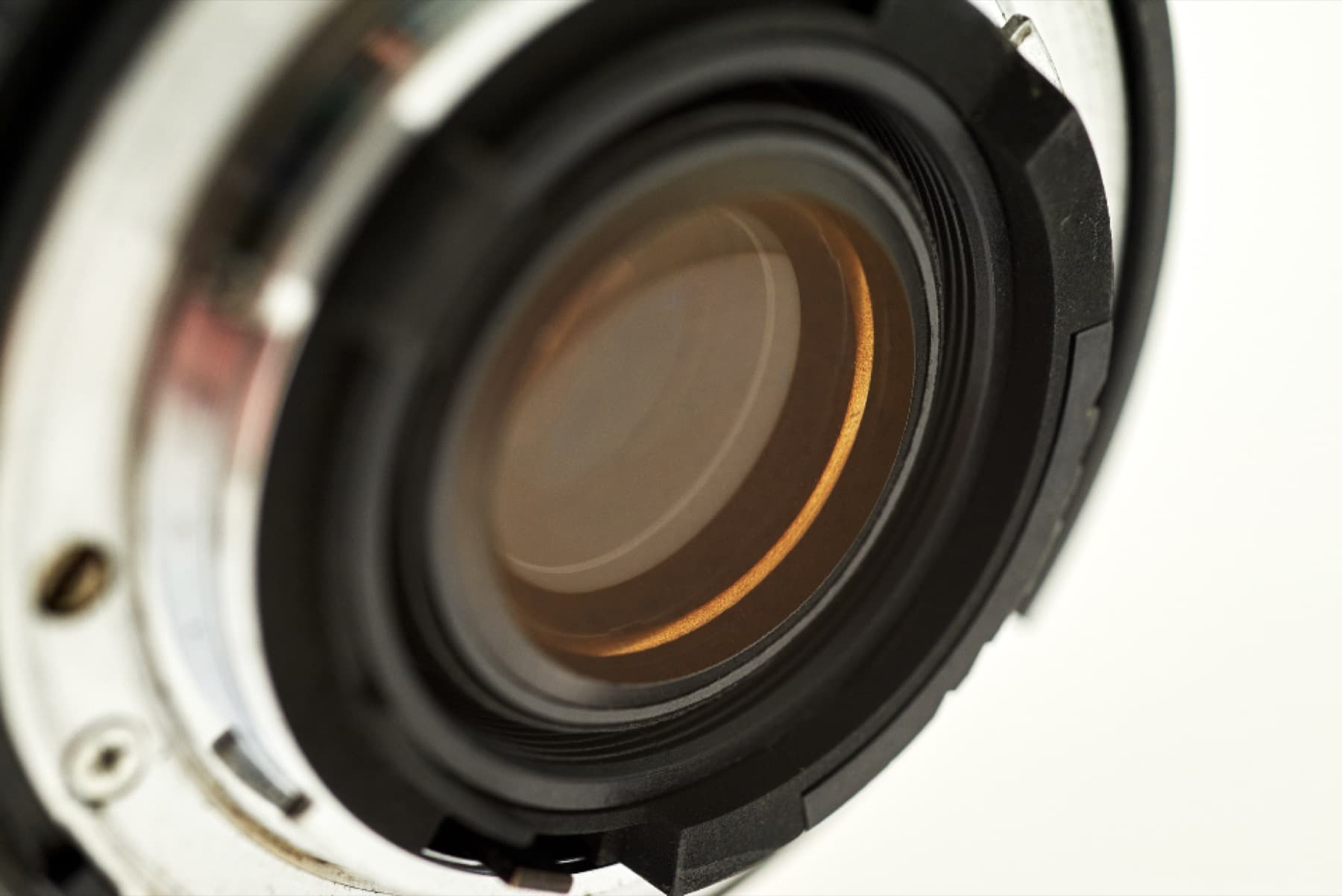 A camera lens photographed close up